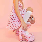 Pink Cherry Buckle Pumps